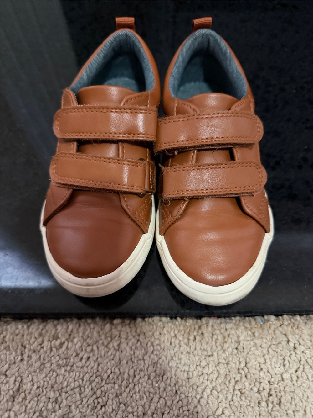 Kids Cat & Jack Tan Leather Double-Strap Sneakers